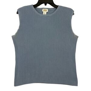 Talbots Ribbed Sleeveless Sweater Top Womens Size XL Blue Pullover Pima Cotton